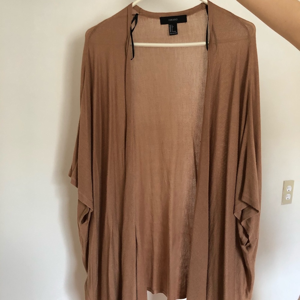 Forever21 camel long cardigan wrap size L
